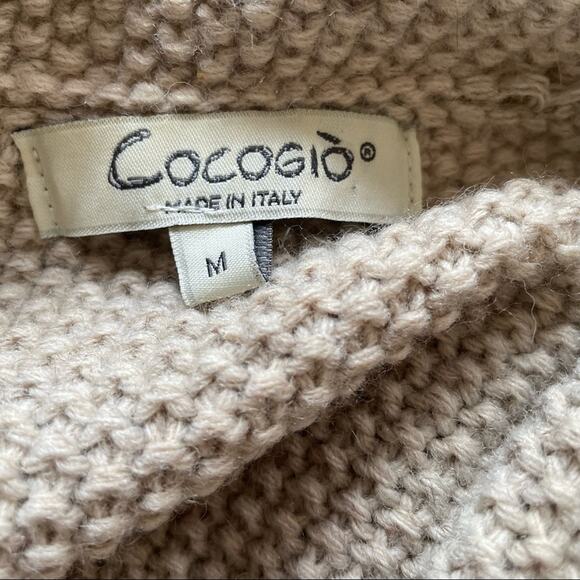 Cocogio Waffle Knit Cardigan Collared Pockets Wool Blend Oatmeal Tan M EUC - Picture 4 of 11
